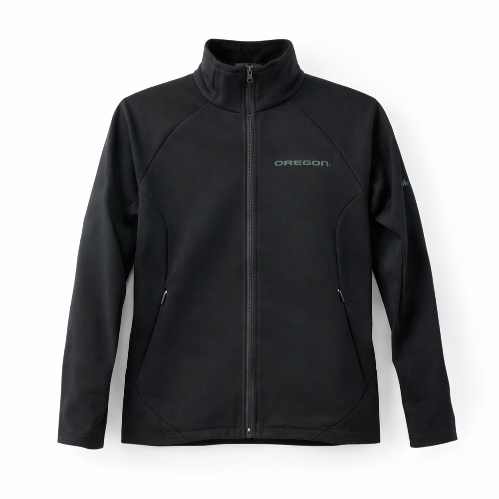 Columbia Oregon Ducks Softshell Jacket Women's S Green Logo Full Zip Black